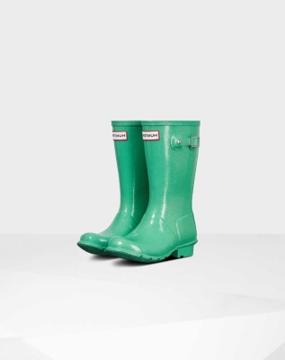 Kids' Hunter Original Big Starcloud Wellington Short Rain Boots Green | US5601948