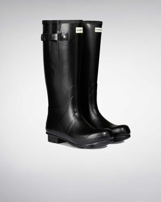 Men's Hunter Norris Field Side Adjustable Neoprene Lined Wellington Tall Rain Boots Black | US9210534