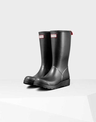 Women's Hunter Original Play Pearlized Wellington Tall Rain Boots Black | US4506237