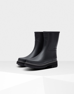 Women's Hunter Refined Stitch Detail Short Rain Boots Black | US6524713