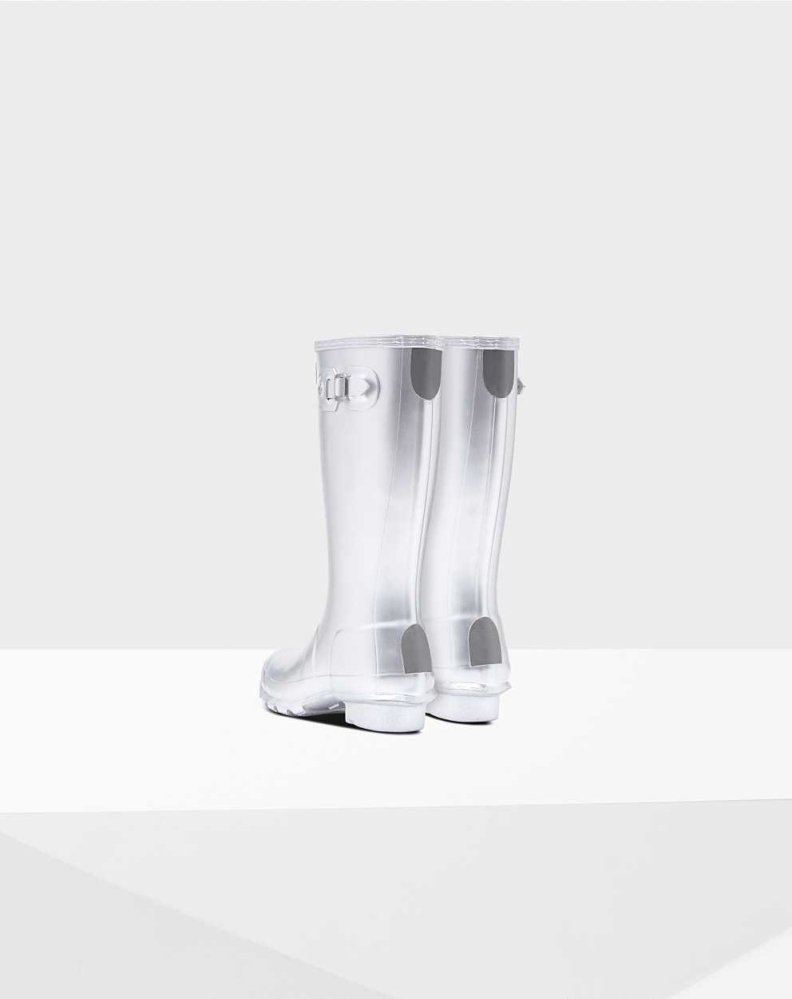 Kids' Hunter Original Big Metallic Wellington Tall Rain Boots Silver | US3924861