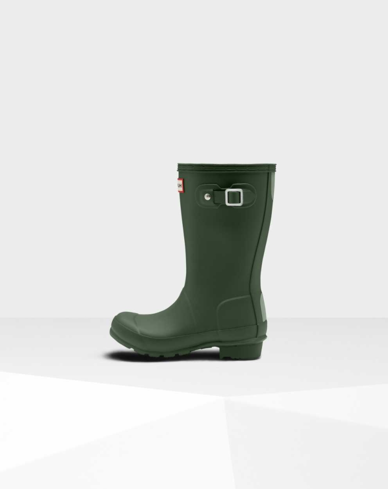 Kids' Hunter Original Big Wellington Short Rain Boots Green | US9451760