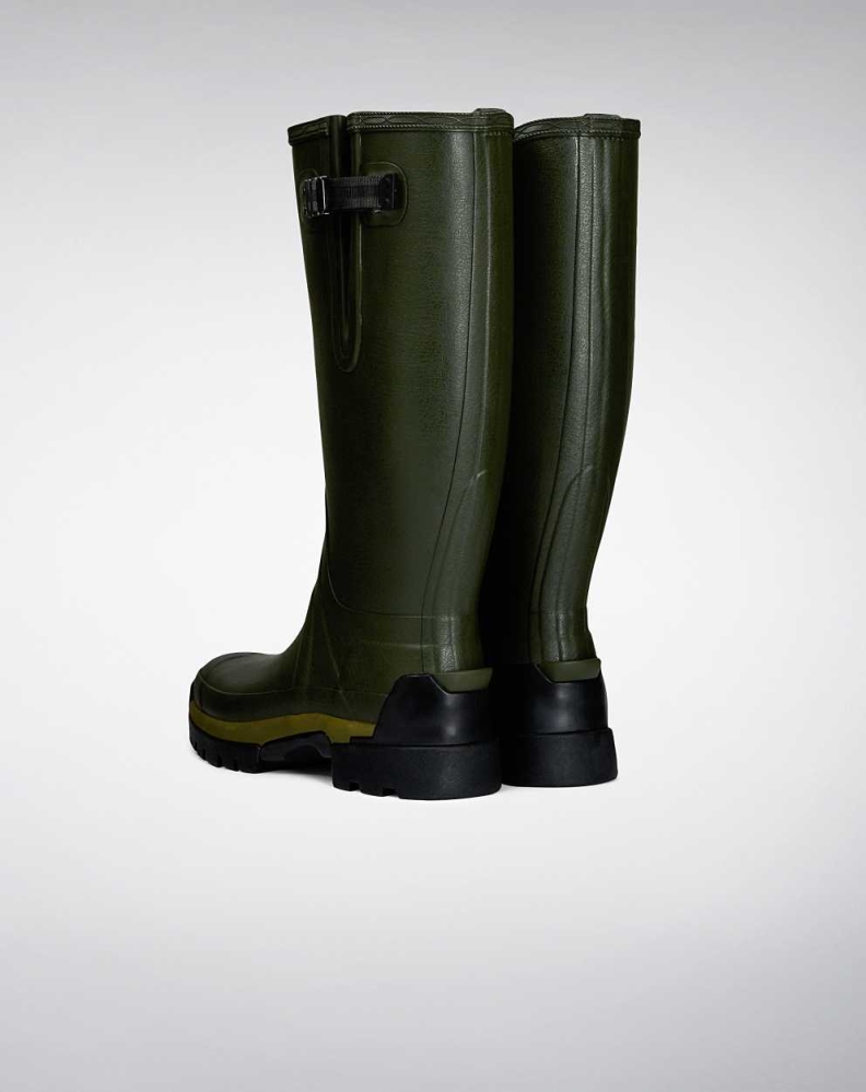 Men's Hunter Balmoral Adjustable 3mm Neoprene Wellington Tall Rain Boots Green | US2964031