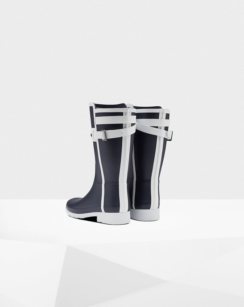 Women's Hunter Refined Slim Fit Contrast Short Rain Boots Navy/White | US1345287