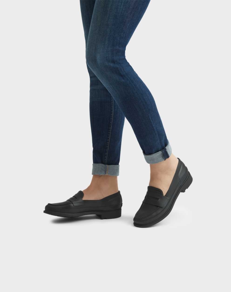 Women's Hunter Refined Slim Fit Penny Loafers Black | US7185493